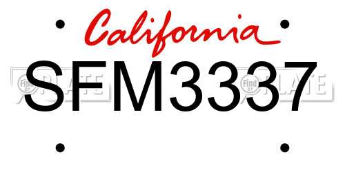 SFM3337 California License Plate