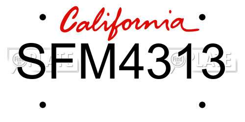SFM4313 California License Plate
