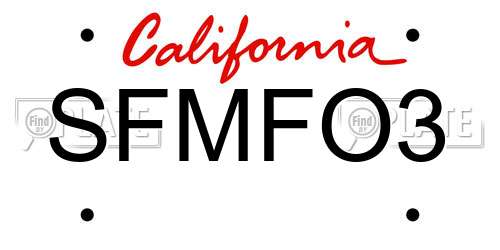SFMFO3 California License Plate