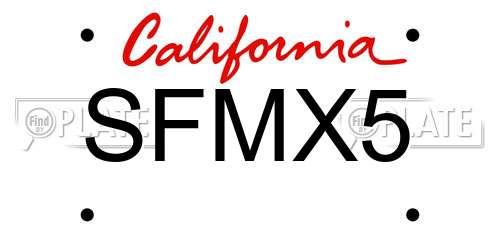 SFMX5 California License Plate