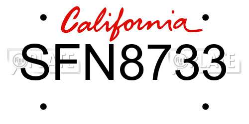 SFN8733 California License Plate