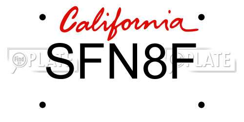 SFN8F California License Plate