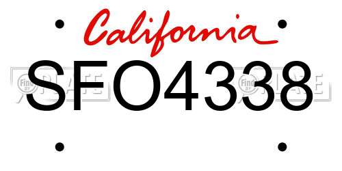 SFO4338 California License Plate