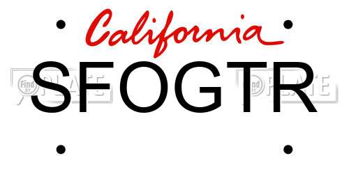 SFOGTR California License Plate