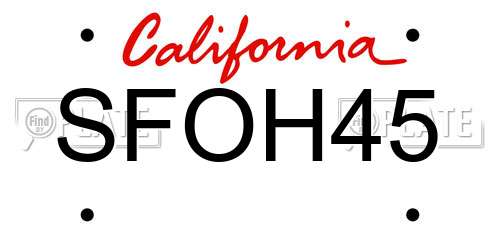 SFOH45 California License Plate