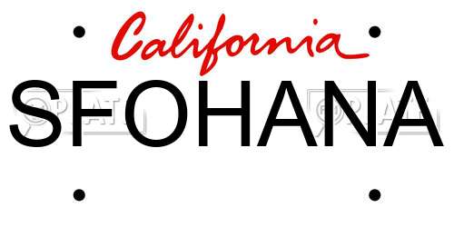 SFOHANA California License Plate