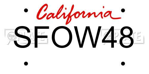 SFOW48 California License Plate