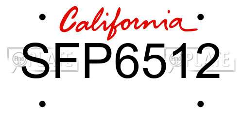 SFP6512 California License Plate
