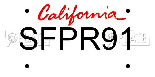 SFPR91 California License Plate