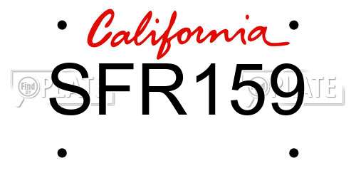 SFR159 California License Plate