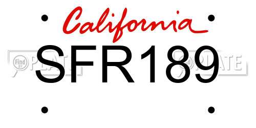 SFR189 California License Plate