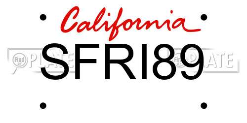 SFRI89 California License Plate