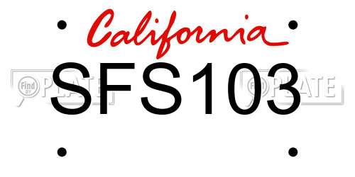 SFS103 California License Plate