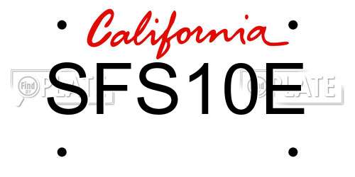 SFS10E California License Plate