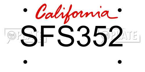 SFS352 California License Plate
