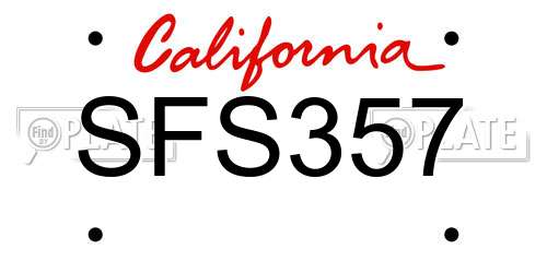 SFS357 California License Plate