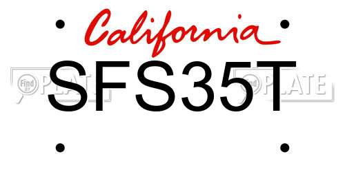 SFS35T California License Plate