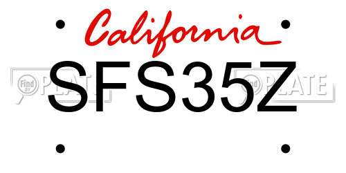 SFS35Z California License Plate