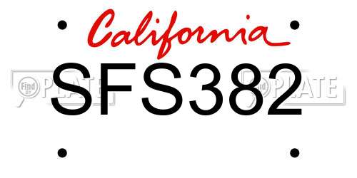SFS382 California License Plate