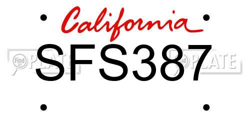 SFS387 California License Plate