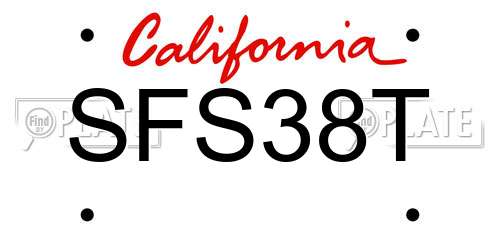 SFS38T California License Plate