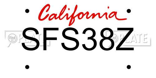 SFS38Z California License Plate