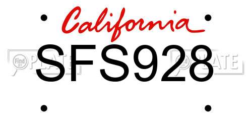 SFS928 California License Plate