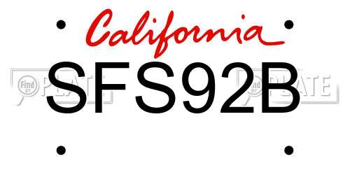 SFS92B California License Plate