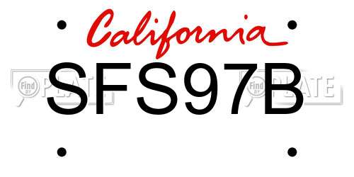 SFS97B California License Plate