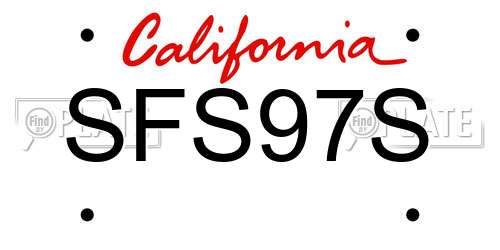 SFS97S California License Plate