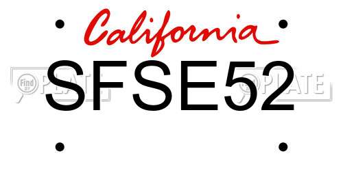 SFSE52 California License Plate