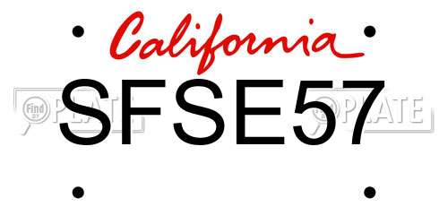 SFSE57 California License Plate