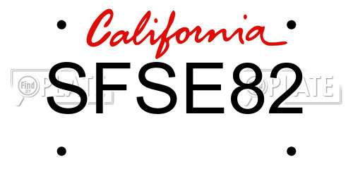 SFSE82 California License Plate