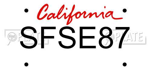 SFSE87 California License Plate