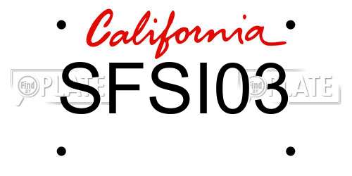 SFSI03 California License Plate