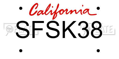 SFSK38 California License Plate