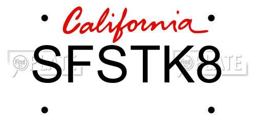 SFSTK8 California License Plate