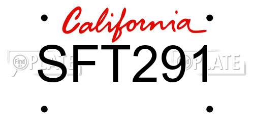 SFT291 California License Plate