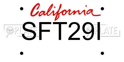 SFT29I California License Plate