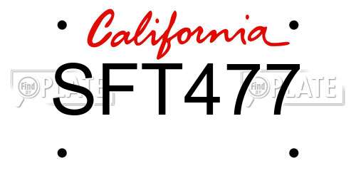 SFT477 California License Plate