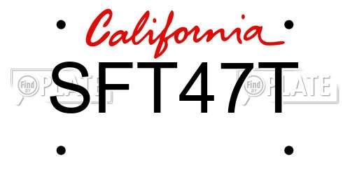 SFT47T California License Plate