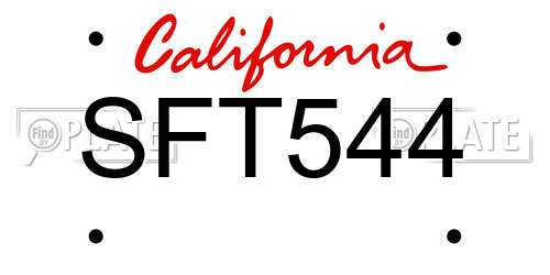 SFT544 California License Plate