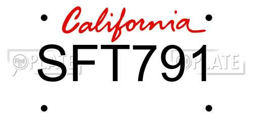 SFT791 California License Plate
