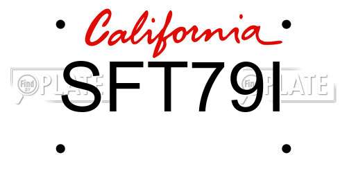 SFT79I California License Plate