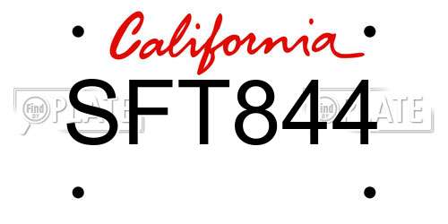 SFT844 California License Plate