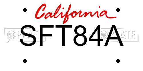 SFT84A California License Plate