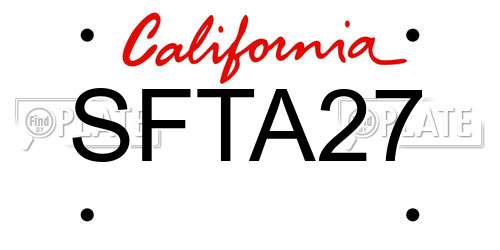SFTA27 California License Plate