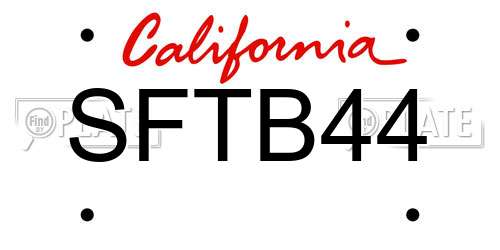 SFTB44 California License Plate