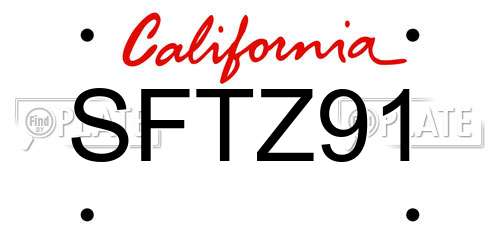 SFTZ91 California License Plate