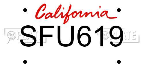 SFU619 California License Plate